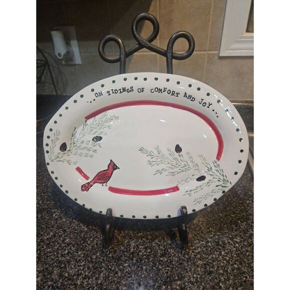 Christmas Cardinal Serving Platter by Laira Kirkland Design for Glory Haus - Picture 2 of 4
